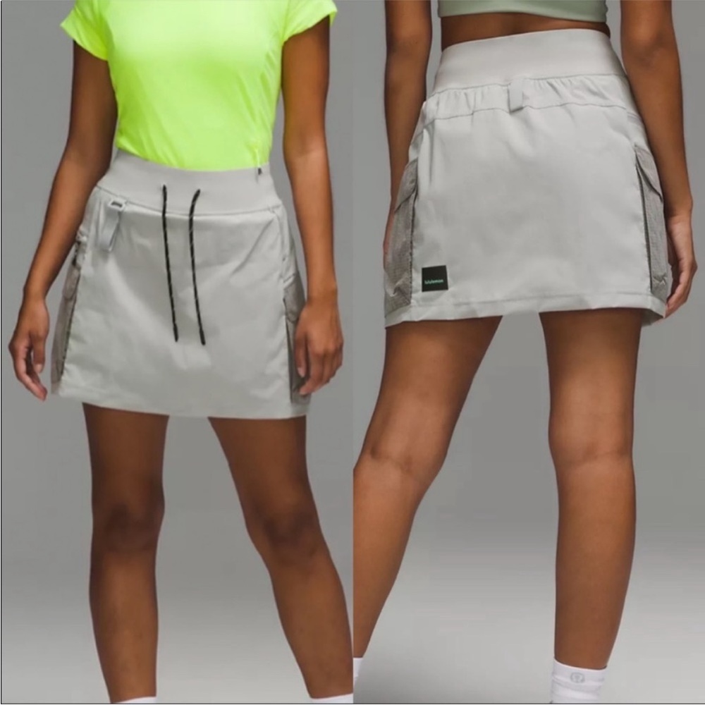 NWT Lululemon Multi-Pocket Cargo High Rise Hiking Skirt Skort Gray Size 6